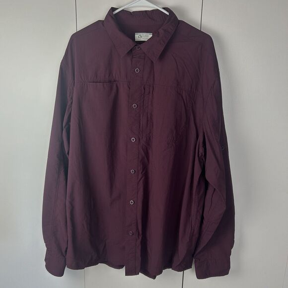 Gander Mountain Guide Series Men’s 2XL XXL Burgundy Nylon Shirt Roll Tab Sleeves - Picture 1 of 7
